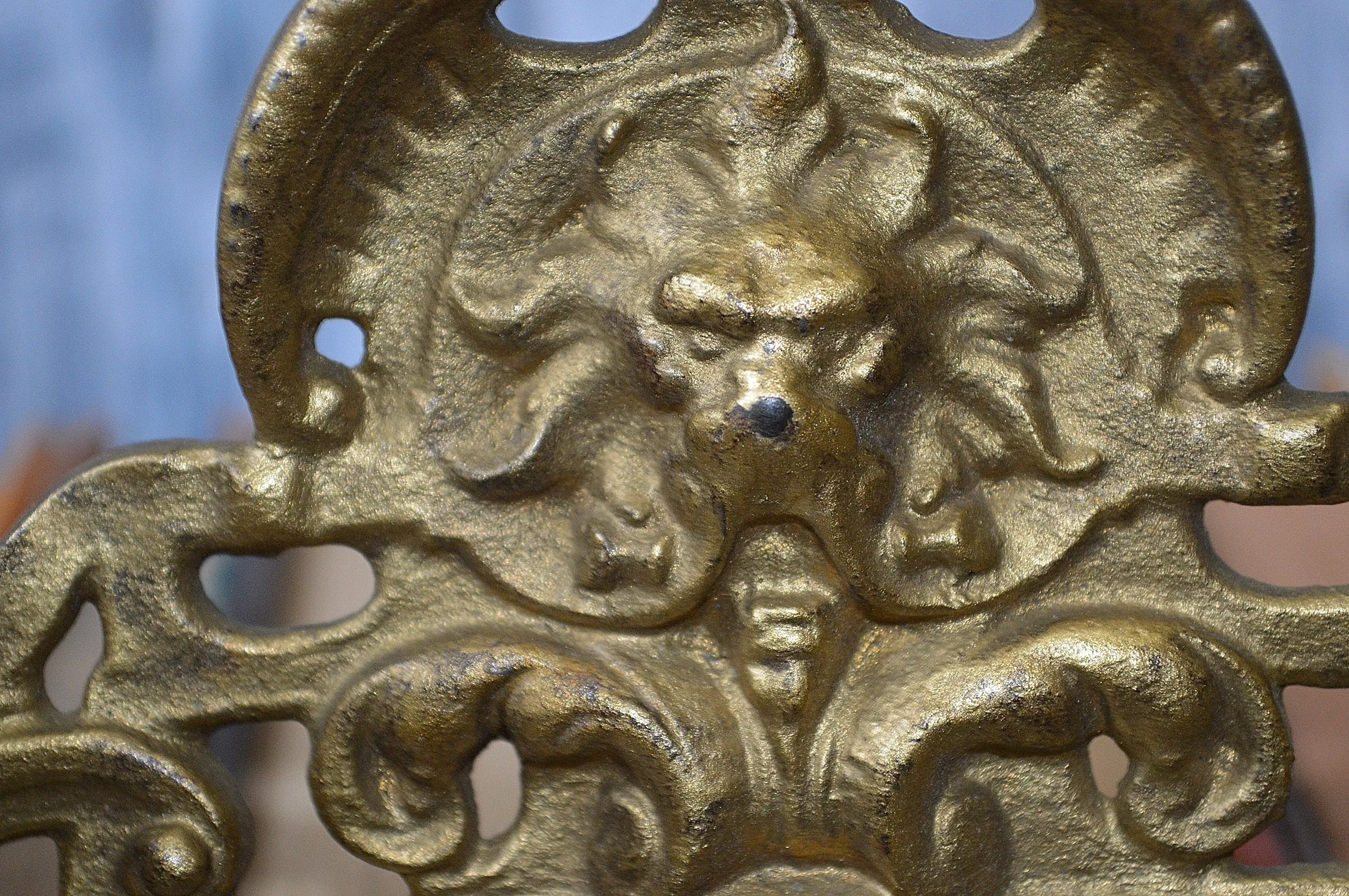 Antique French Standing Mirror Frame Lion Gargoyle Griffins Gilt Bronze Finish
