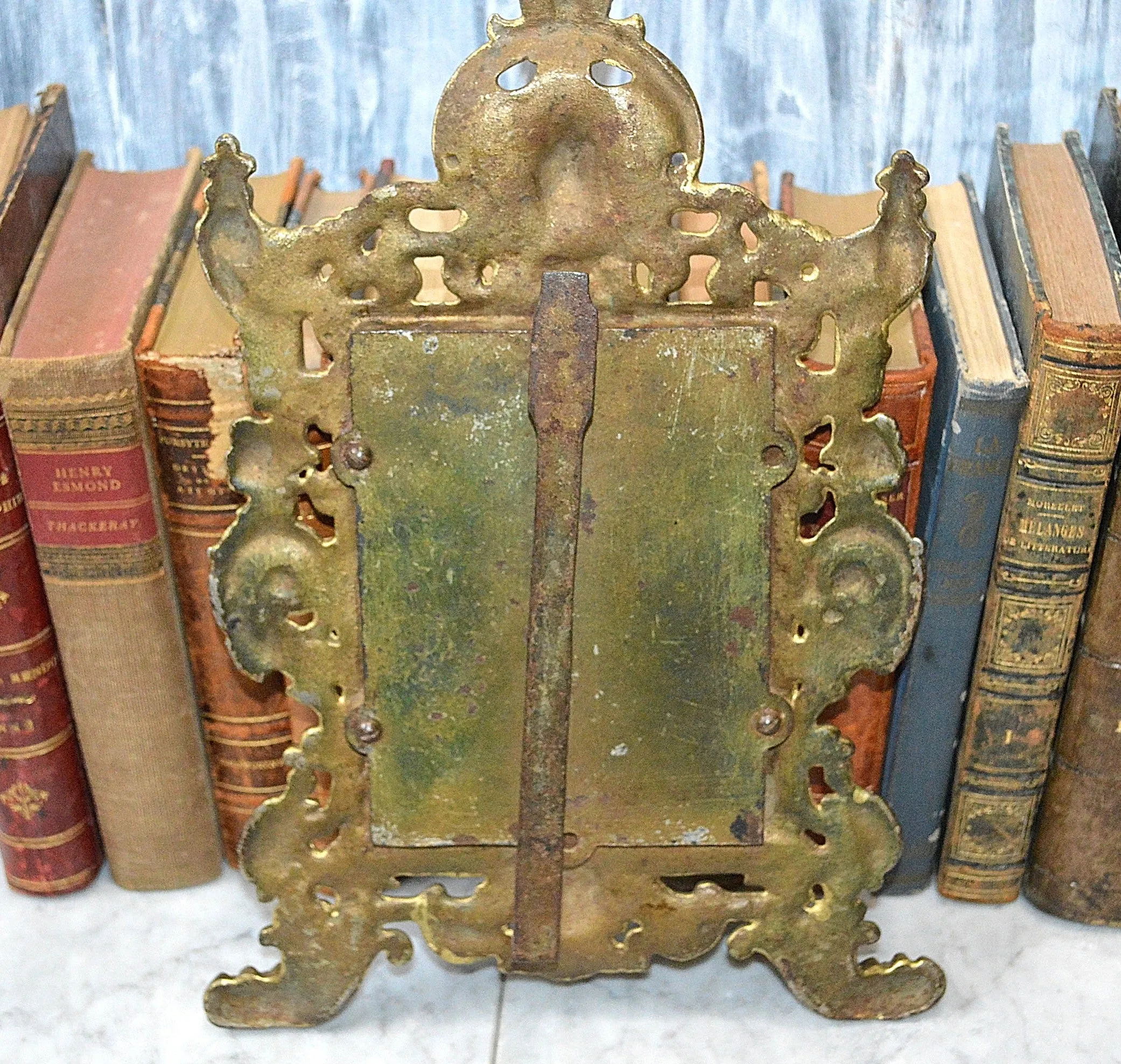 Antique French Standing Mirror Frame Lion Gargoyle Griffins Gilt Bronze Finish
