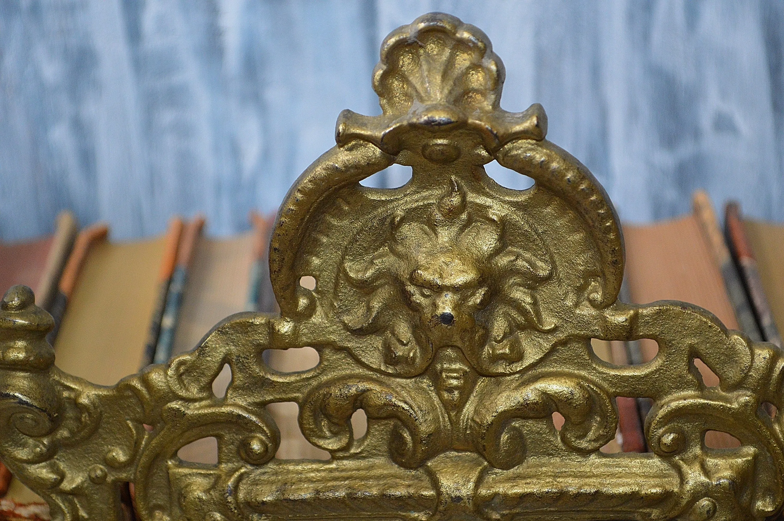 Antique French Standing Mirror Frame Lion Gargoyle Griffins Gilt Bronze Finish