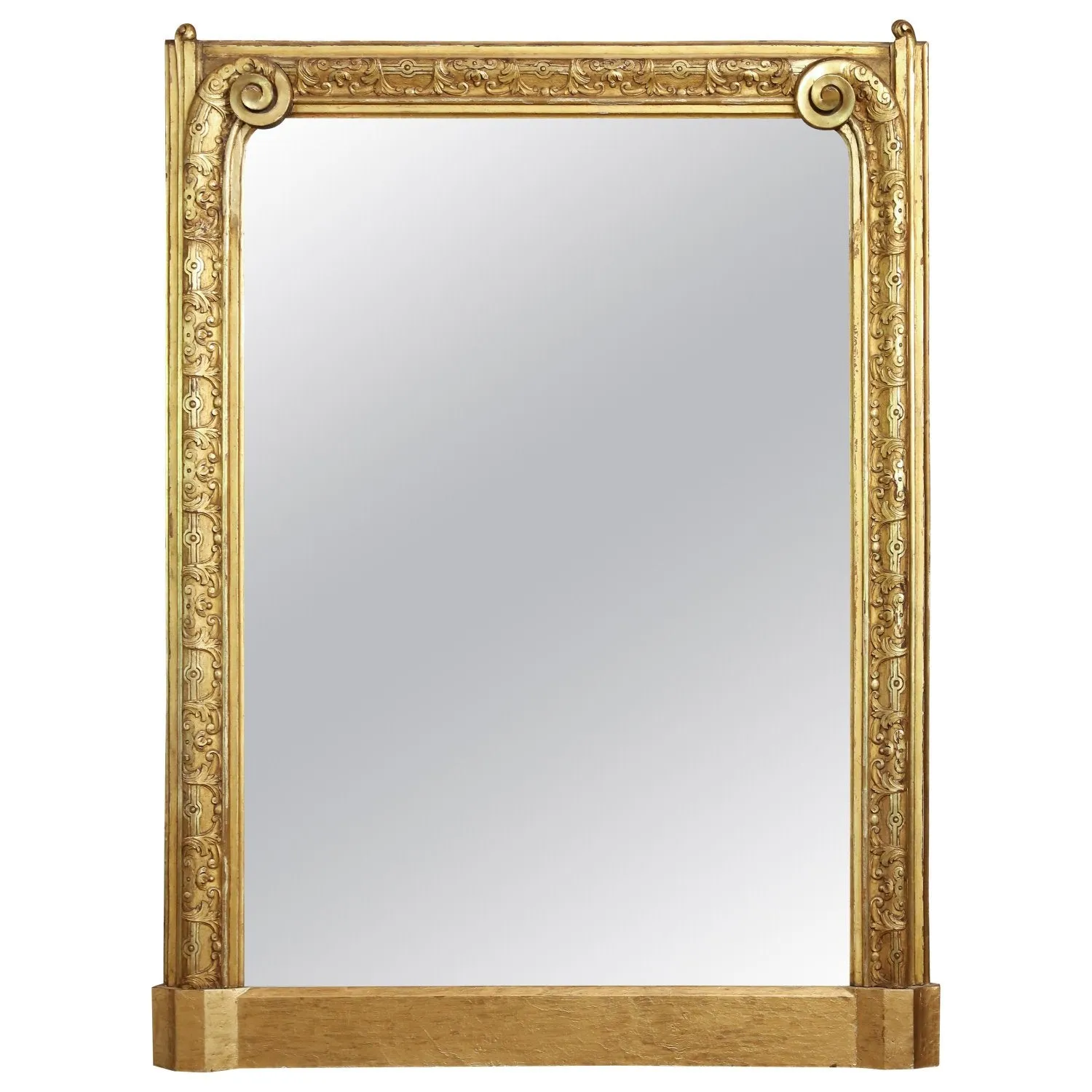 Antique Gilt Carved Wall Mirror with Scroll Details, circa 1870