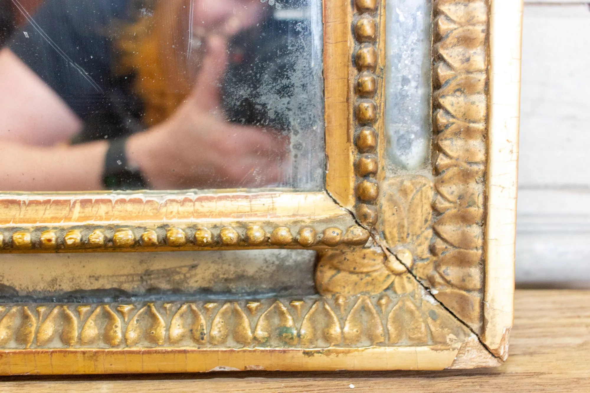 Antique Spanish Gilt Mirror with Open Carvings and Original Glass