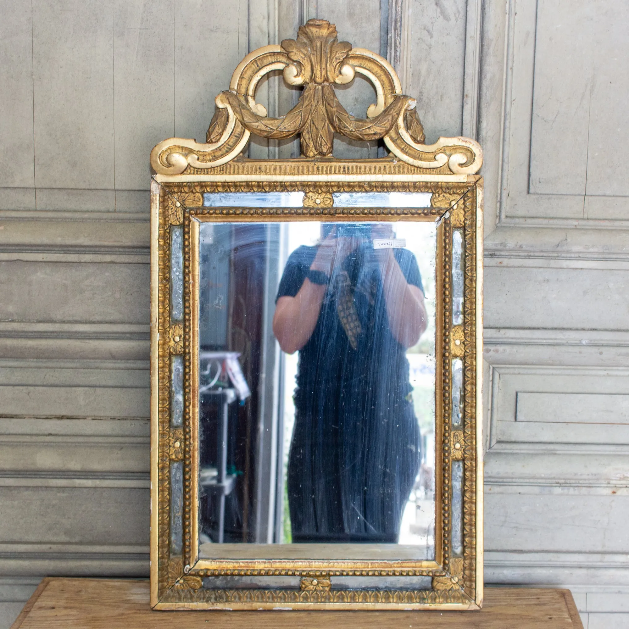 Antique Spanish Gilt Mirror with Open Carvings and Original Glass