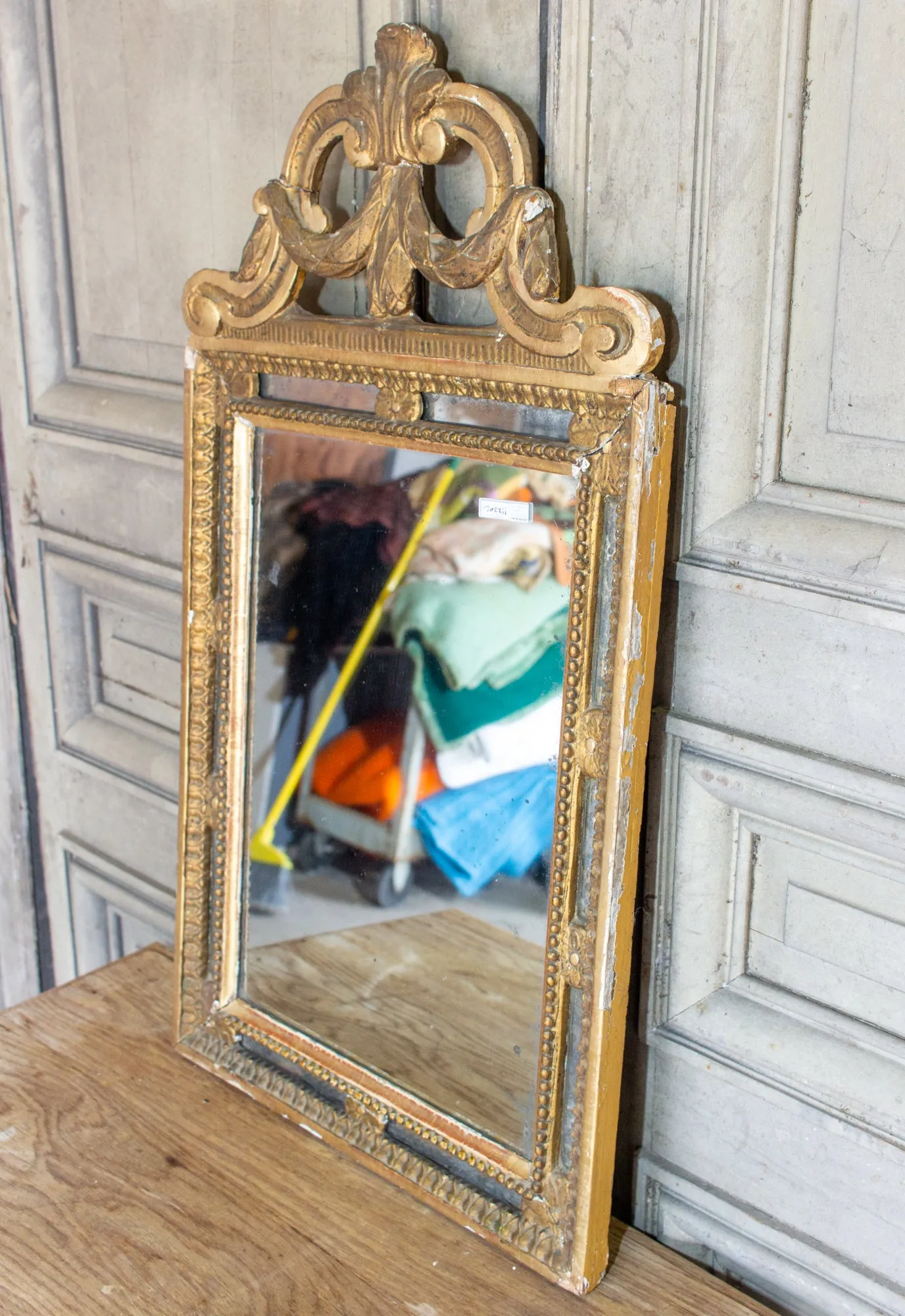 Antique Spanish Gilt Mirror with Open Carvings and Original Glass