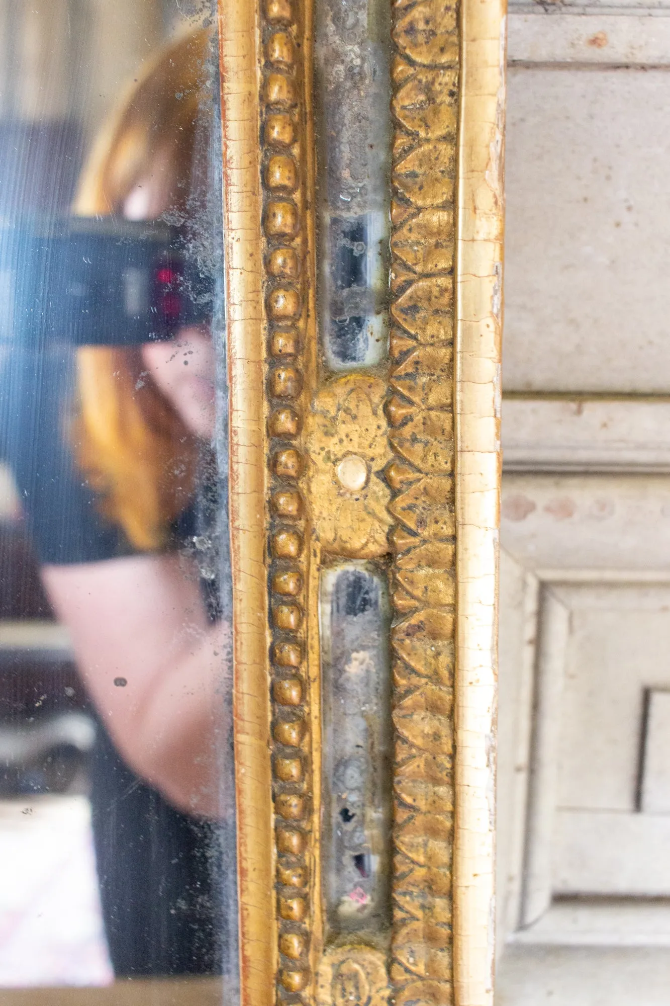 Antique Spanish Gilt Mirror with Open Carvings and Original Glass