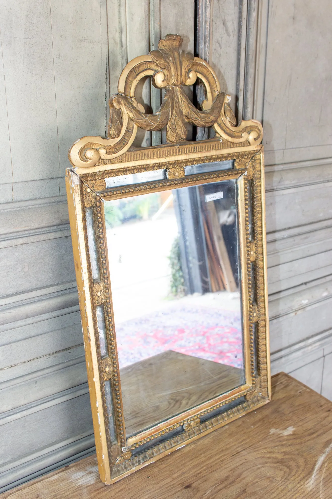 Antique Spanish Gilt Mirror with Open Carvings and Original Glass