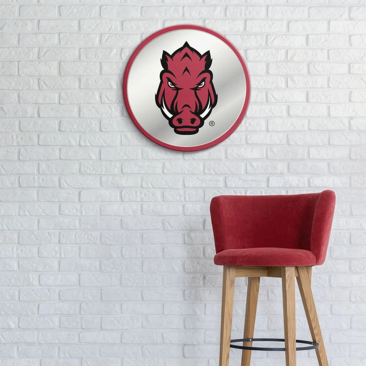Arkansas Razorbacks: Tusk Stare - Modern Disc Mirrored Wall Sign