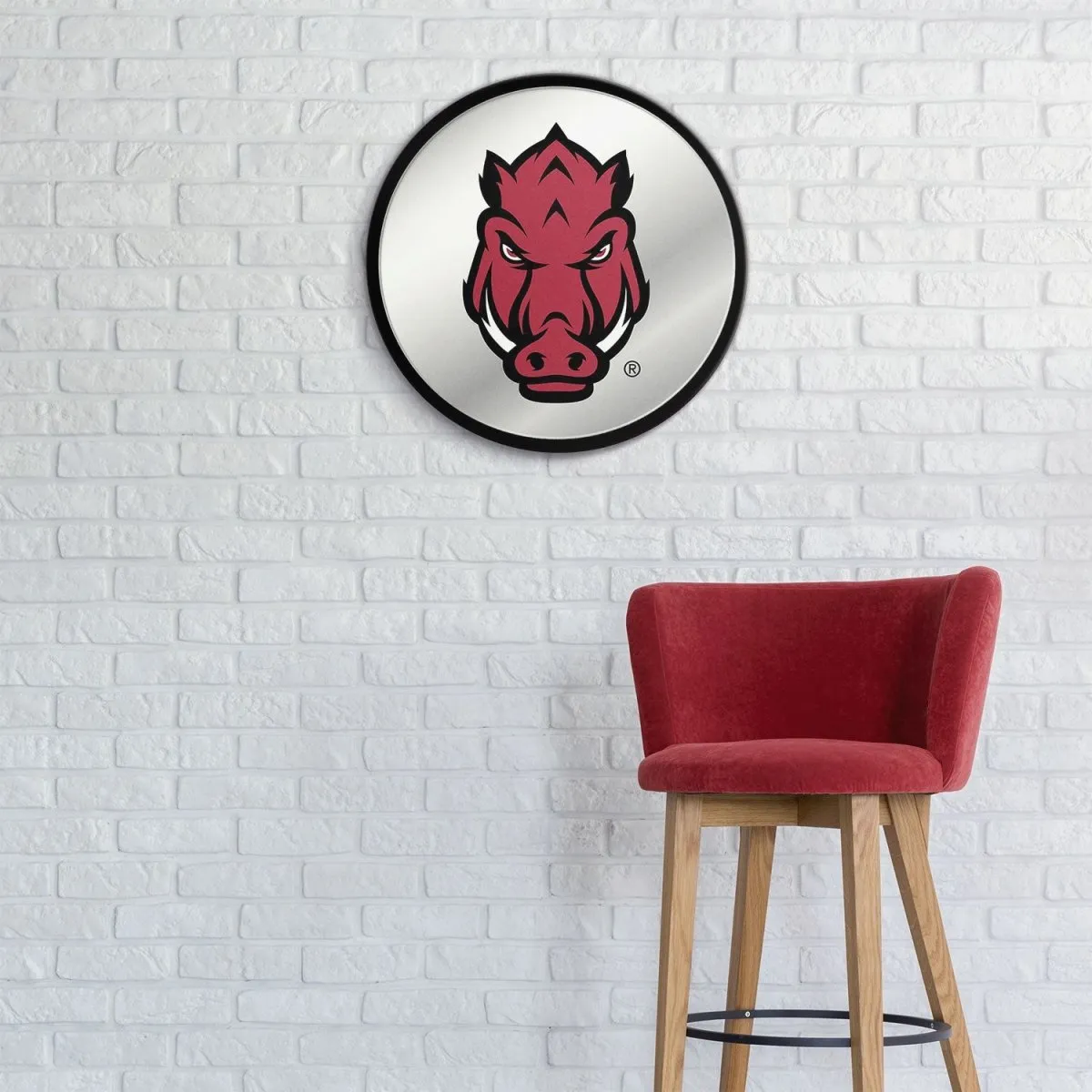 Arkansas Razorbacks: Tusk Stare - Modern Disc Mirrored Wall Sign