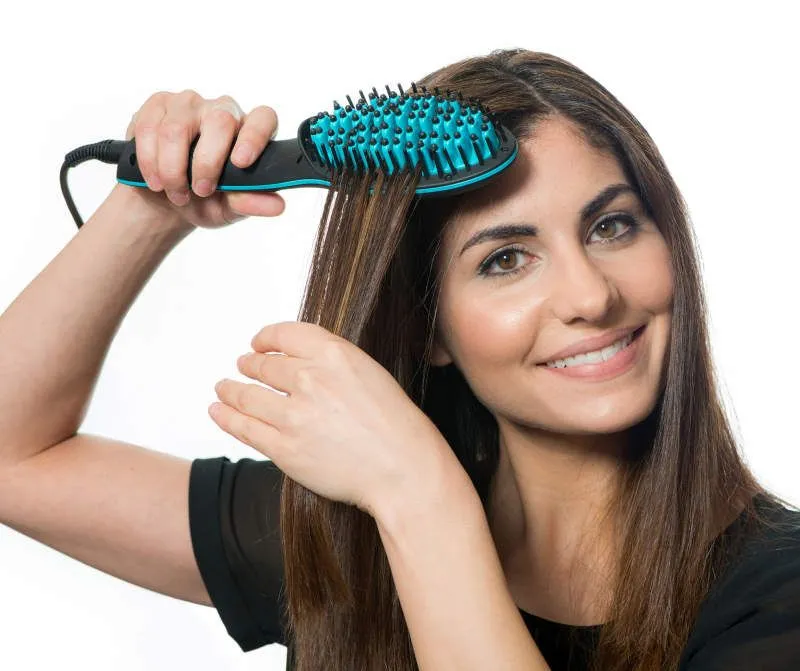 As Seen on TV! Silky Straight Ultra Ionic Ceramic Straightening Brush with Digital Screen! 3-IN-1 Functions Detangles-Straightens-Styles!