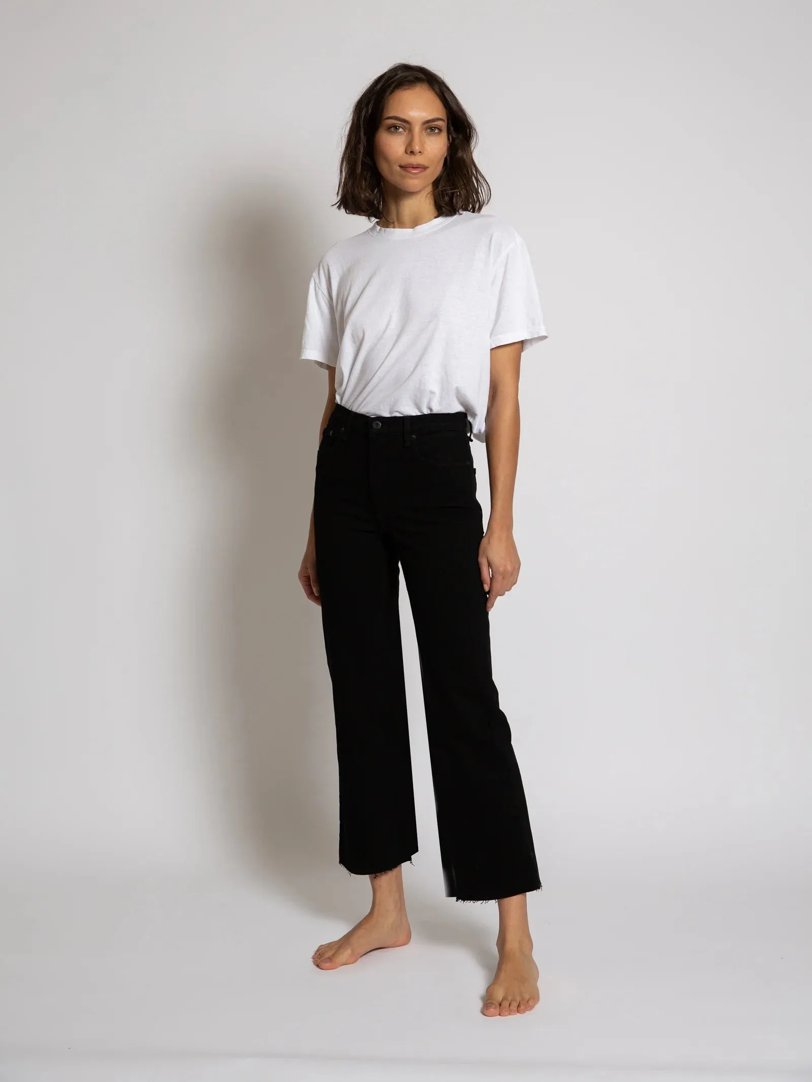 ASKK NY - Slim Crop Wide Leg Jean (Black Resin)