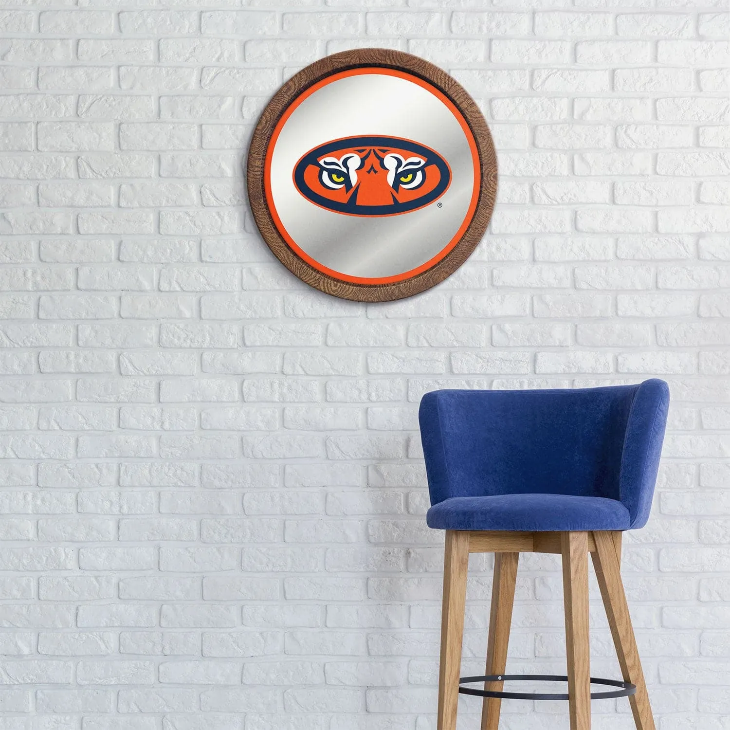 Auburn Tigers: Mascot - "Faux" Barrel Top Mirrored Wall Sign