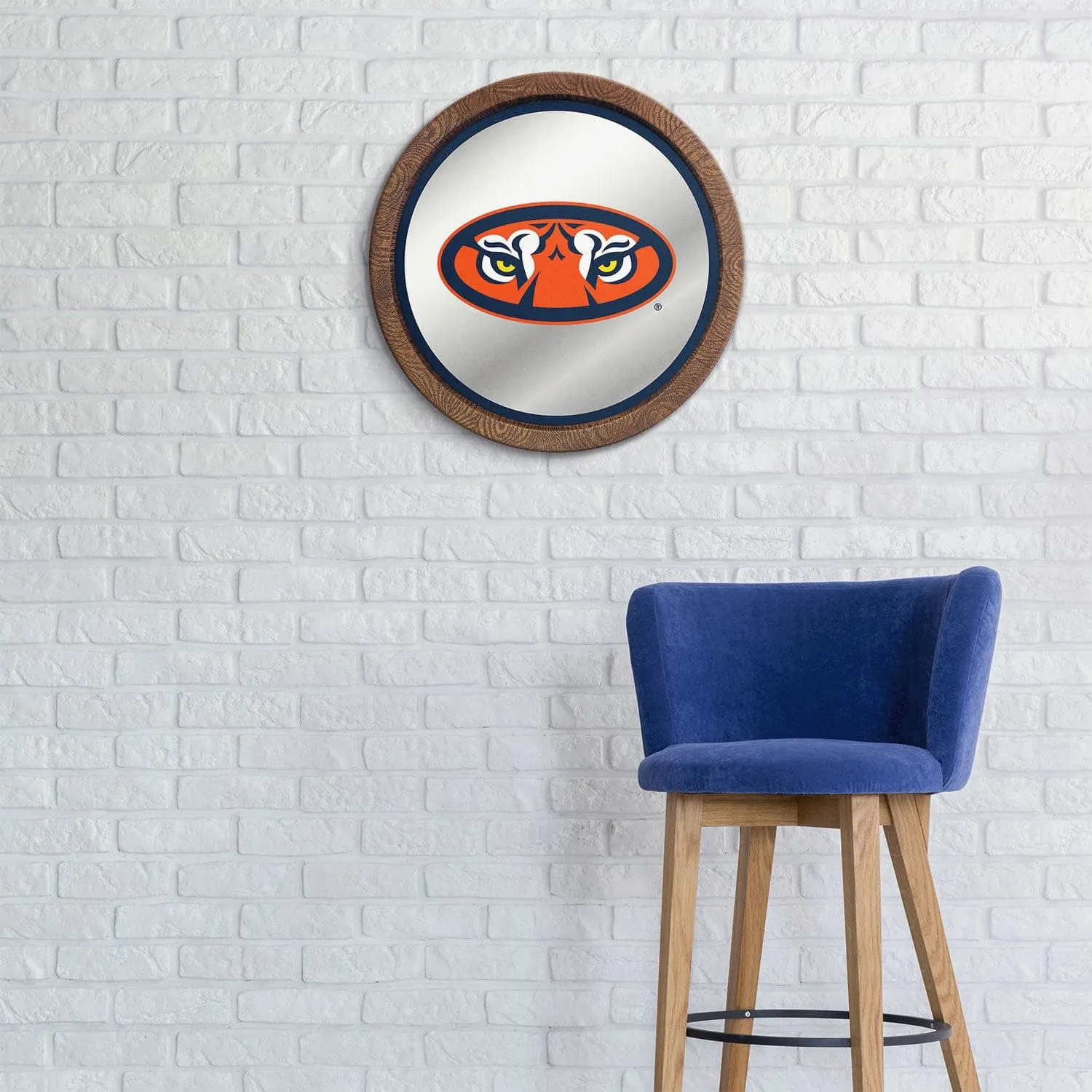 Auburn Tigers: Mascot - "Faux" Barrel Top Mirrored Wall Sign