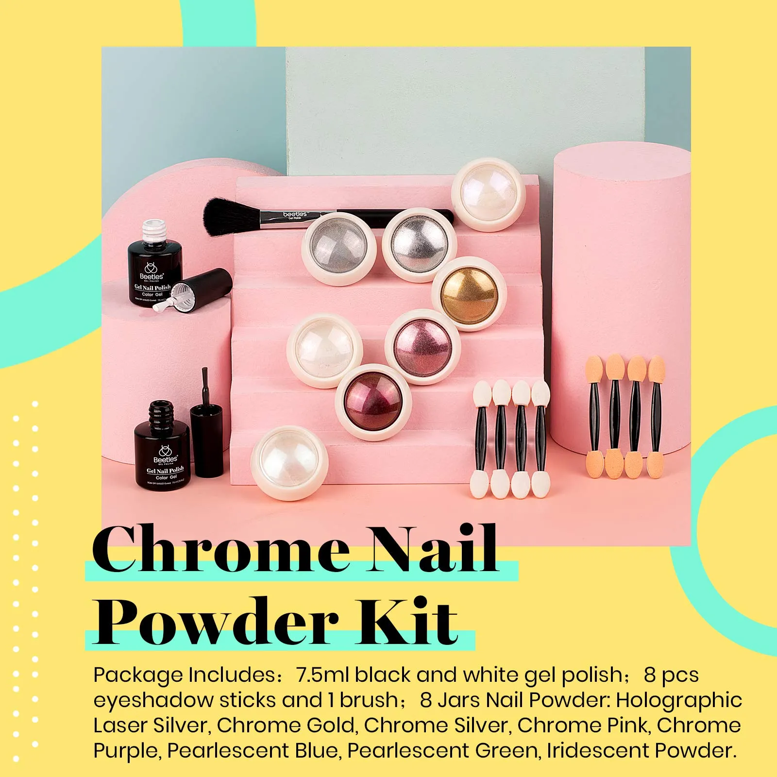 Aurora Iridescent- Holographic Chrome Nail Powder Kit