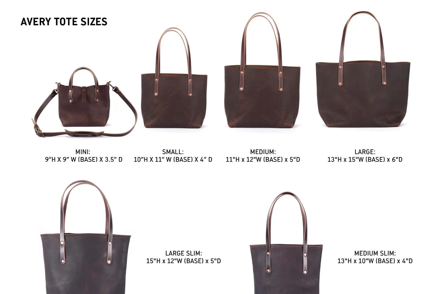 AVERY LEATHER TOTE BAG - SLIM MEDIUM - WHISKY BISON