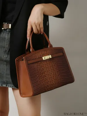 BagForLove - Stylish Crocodile Patterned PU Leather Tote Bag for Women with Large Capacity