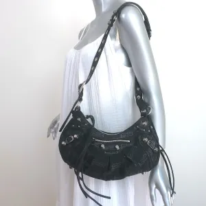 Balenciaga Le Cagole Small Shoulder Bag Black BB Monogram Denim