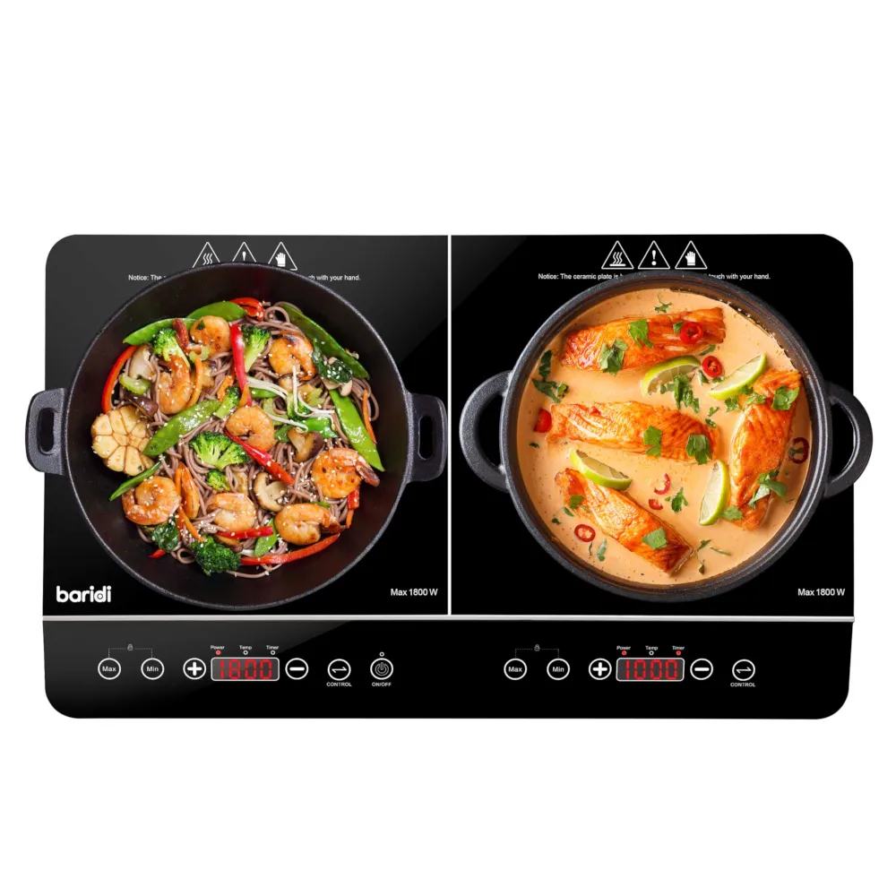 Baridi Portable Induction Hob with 2 Cooking Zones 60cm - Black - B