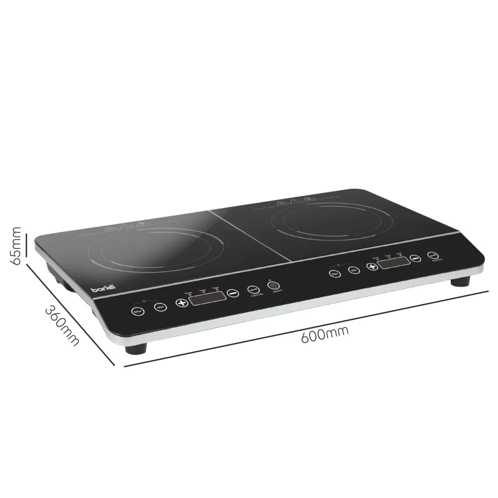 Baridi Portable Induction Hob with 2 Cooking Zones 60cm - Black - B