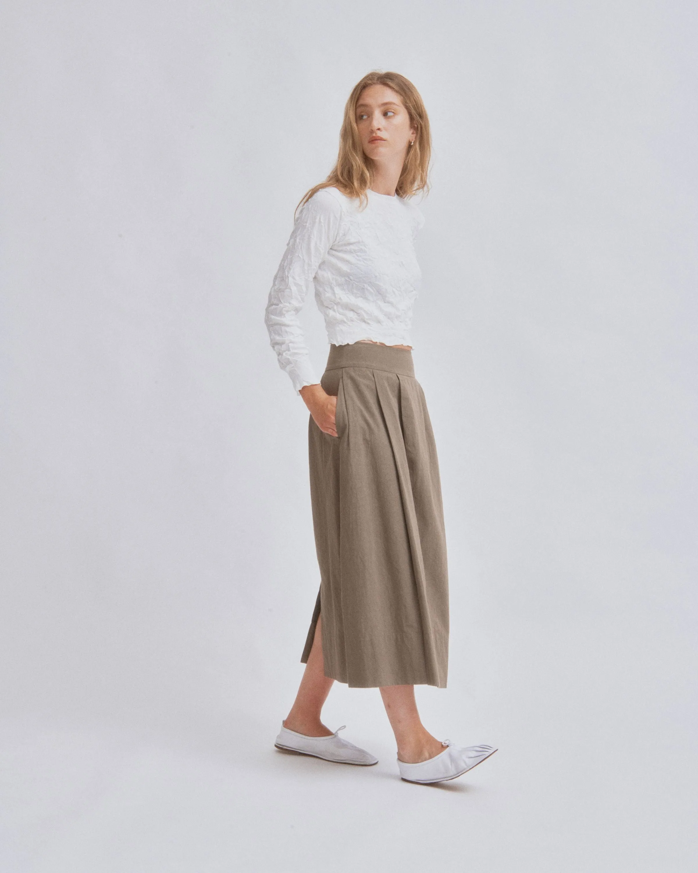 Barrel Skirt in Moss Gray