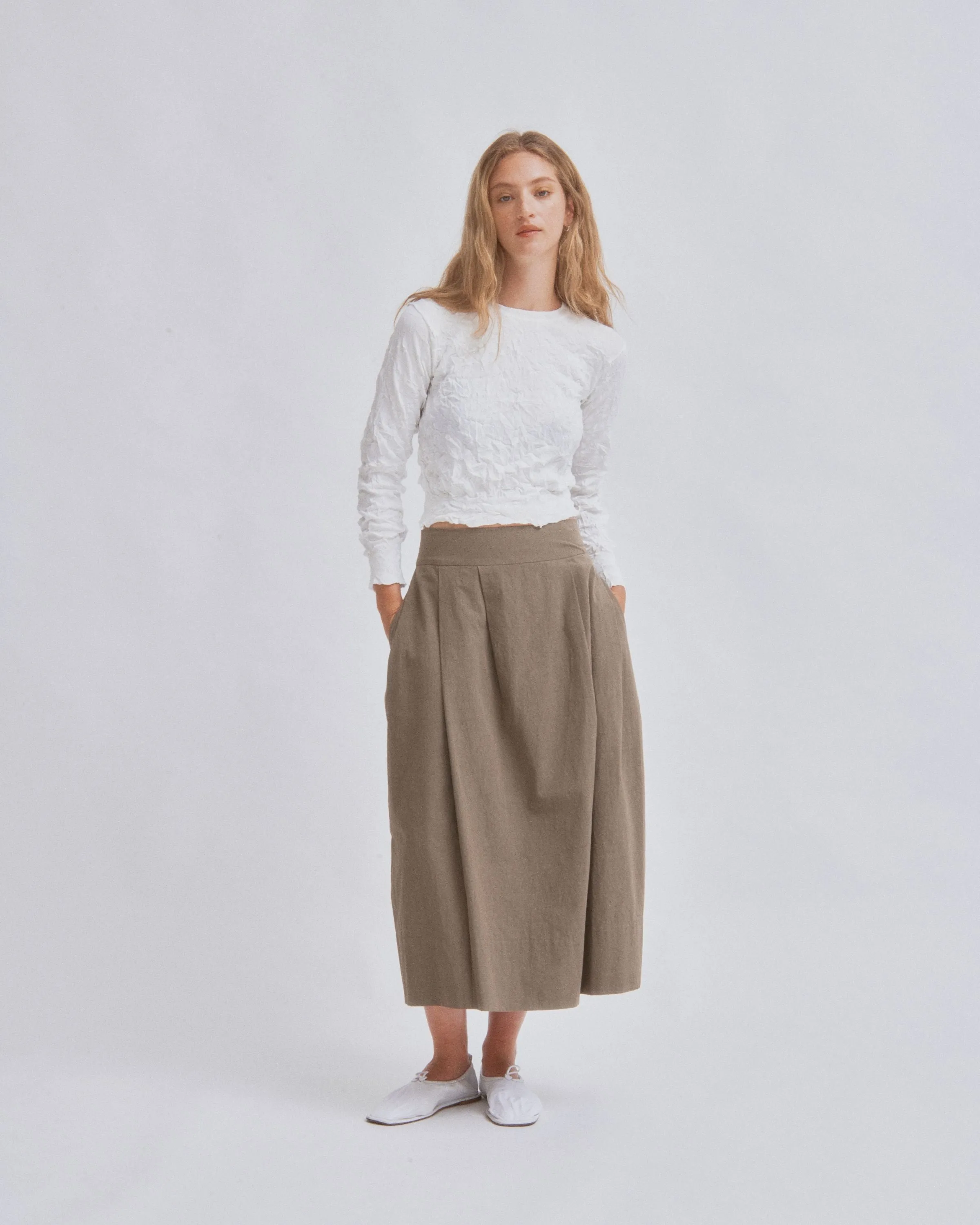 Barrel Skirt in Moss Gray
