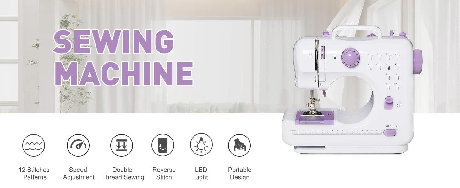 Beginner Two Speed Sewing Machine, Mini Sewing Machine Reverse Sewing, 12 Needles