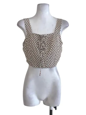 Beige Heart Patterned Crop Top