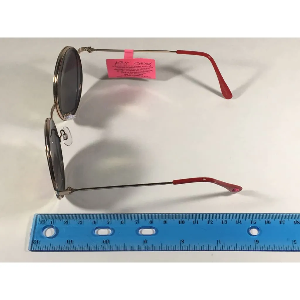Betsey Johnson BJ465139 Round Heart Sunglasses Yellow Green Coral Flash Gold Red 55