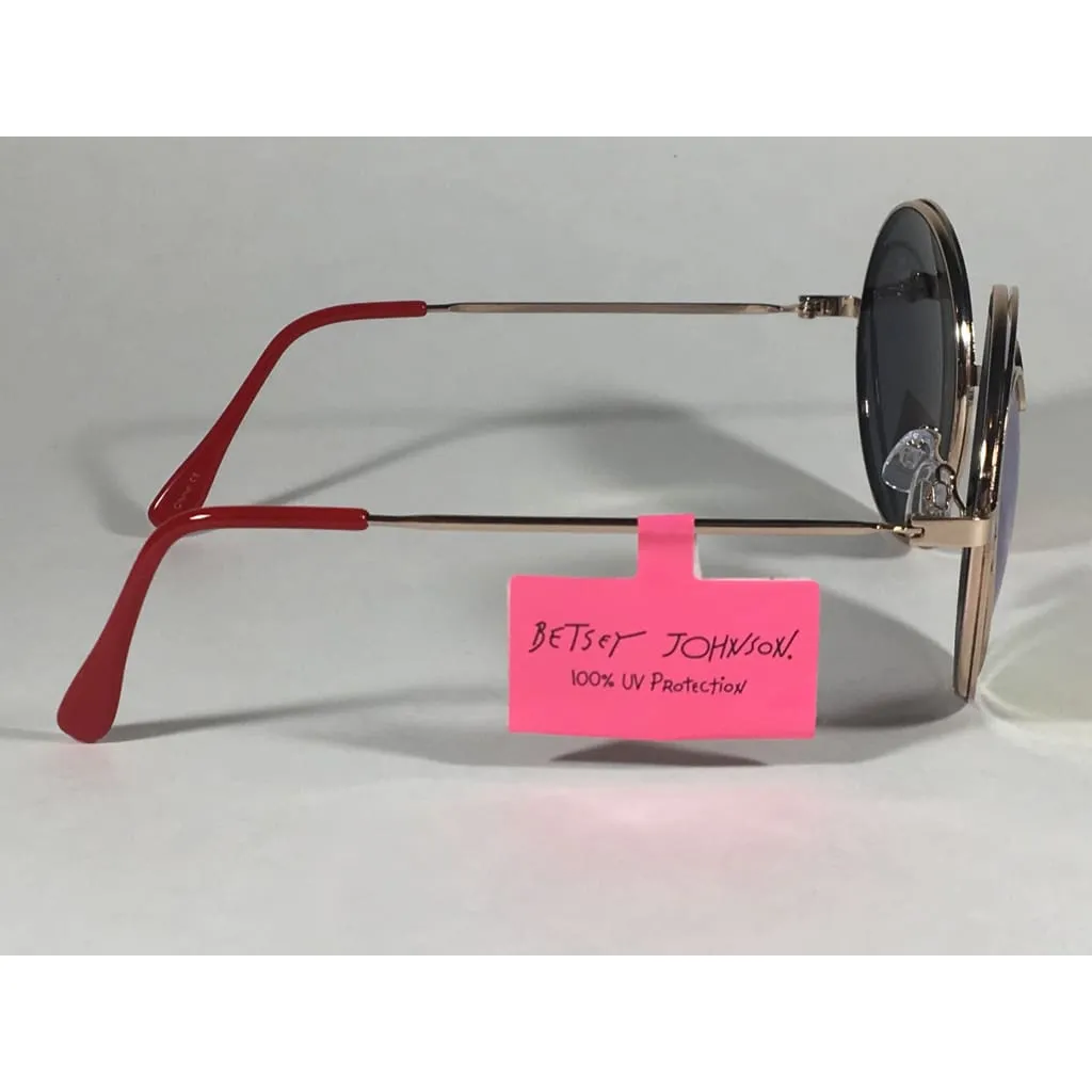 Betsey Johnson BJ465139 Round Heart Sunglasses Yellow Green Coral Flash Gold Red 55