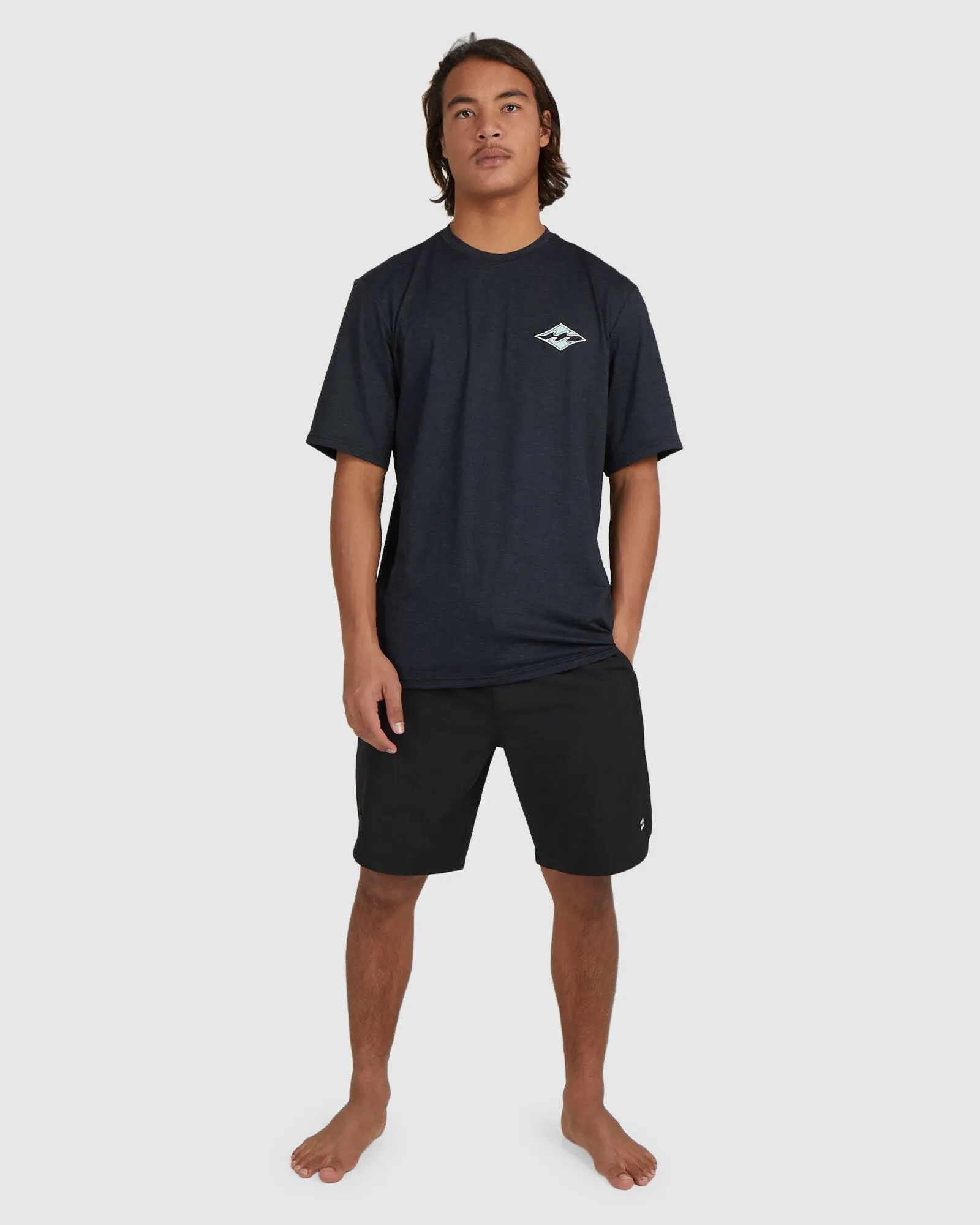 BILLABONG DIAMOND SHORELINE LOOSE FIT SS BLACK HEATHER