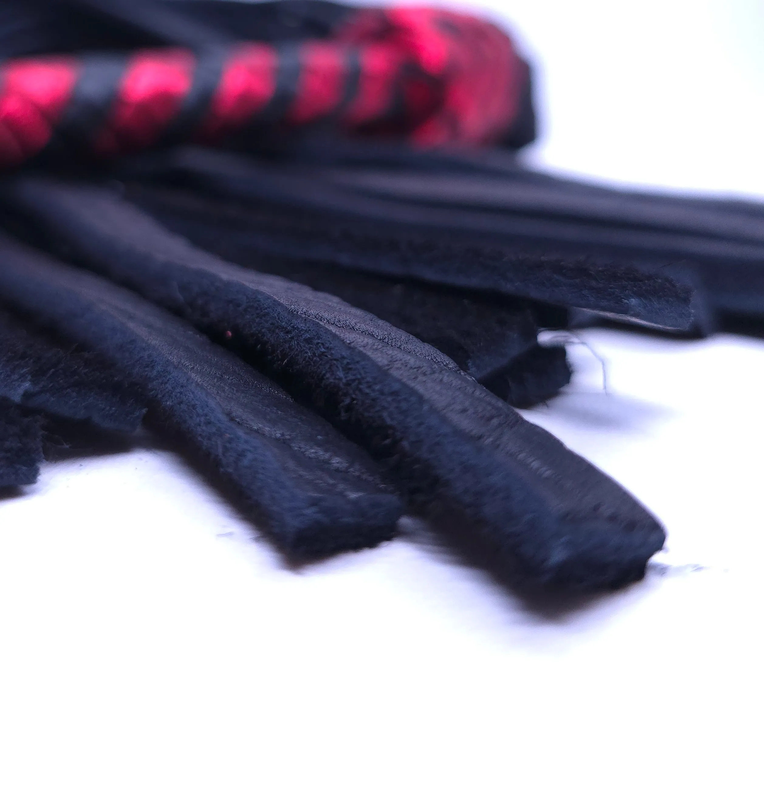 Black and Red Soft Bison Flogger- Large- In Stock