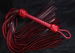 Black Cherry Bison Leather Floggers XL- Made to Order