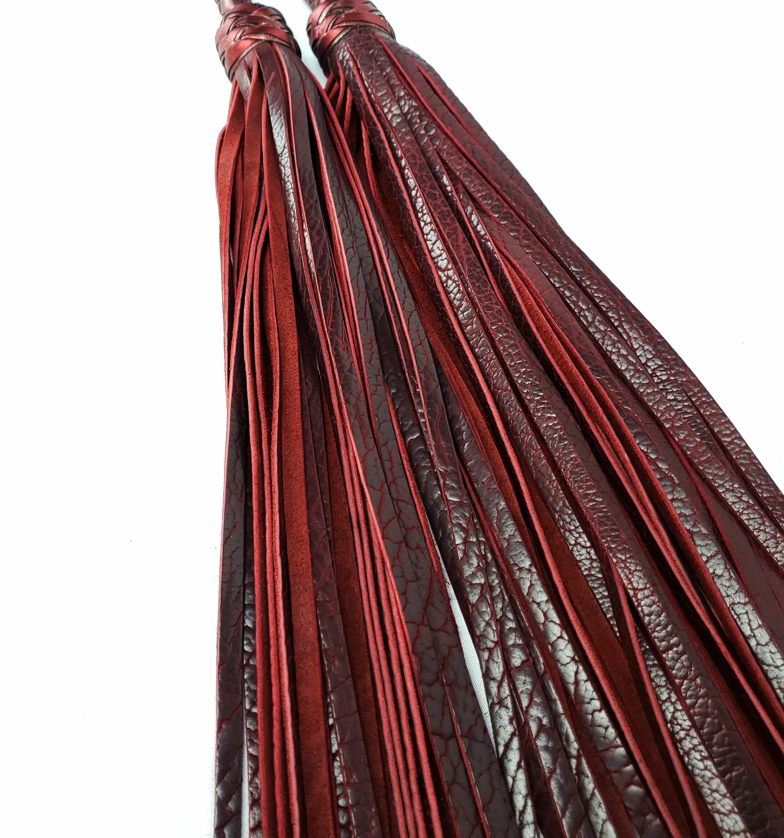 Black Cherry Bison Leather Floggers XL- Made to Order