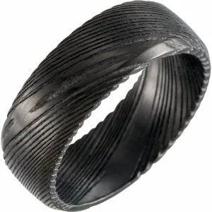 Black Damascus Steel 8 mm Patterned Band Size 12.5