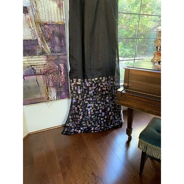 Black Patterned Curtains - Curtains & Drapes - Set of 2