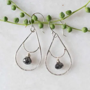 Black Rutile Peacock Earrings