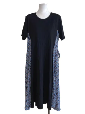 Black Side Blue Patterned Dress