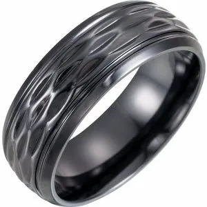 Black Titanium Patterned Band Size 10