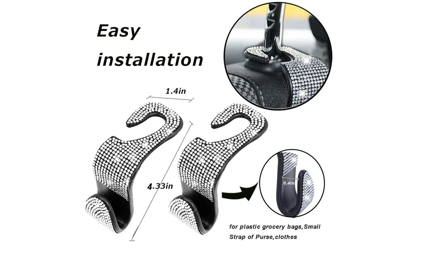 Bling Car Seat Headrest Hooks 2 Pack