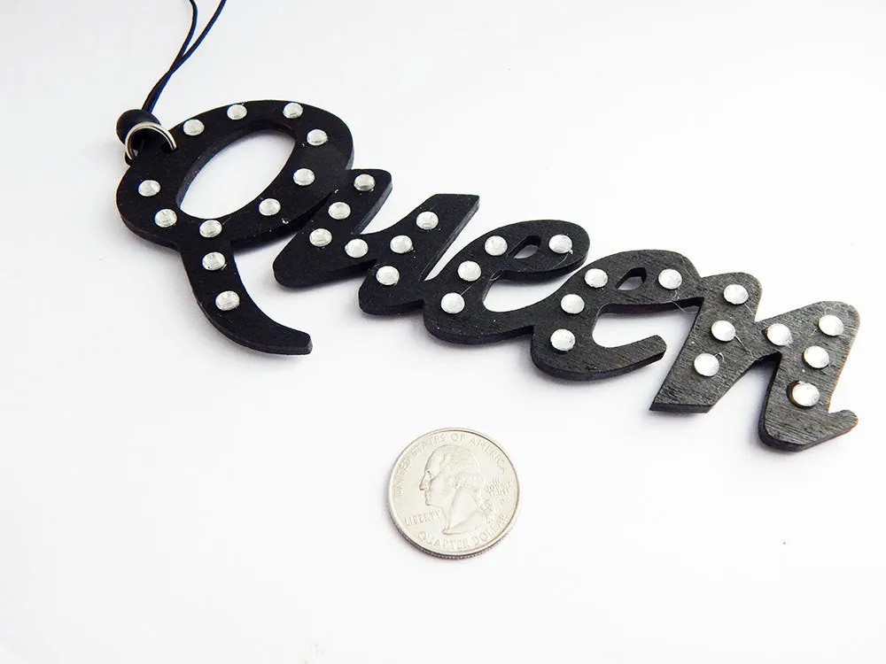 Bling Queen Car Charm Black Car Accessories Queen Rear View Mirror Black Afrocentric Car Charms Large African
