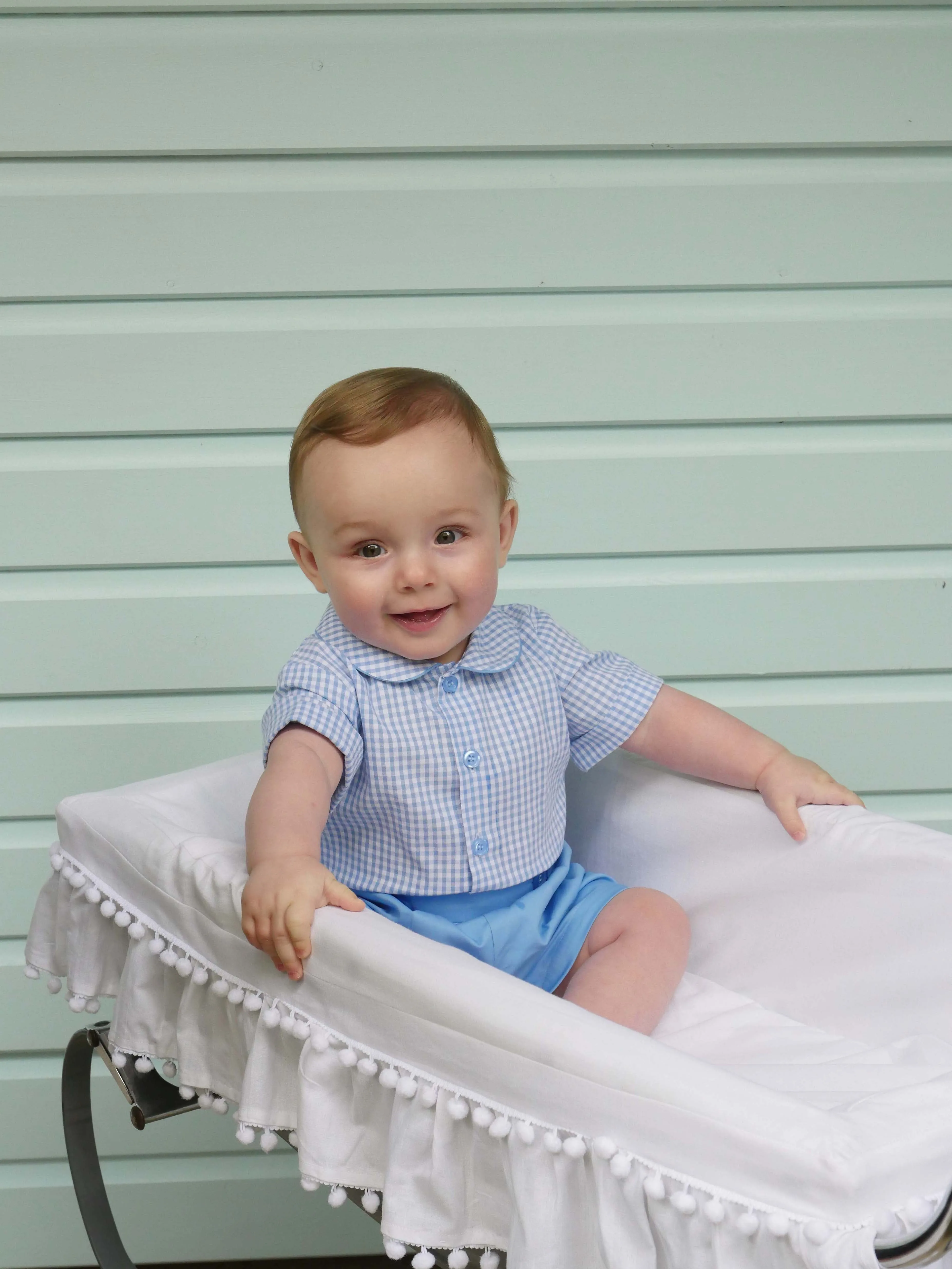 Blue Gingham Shirt and Short Set