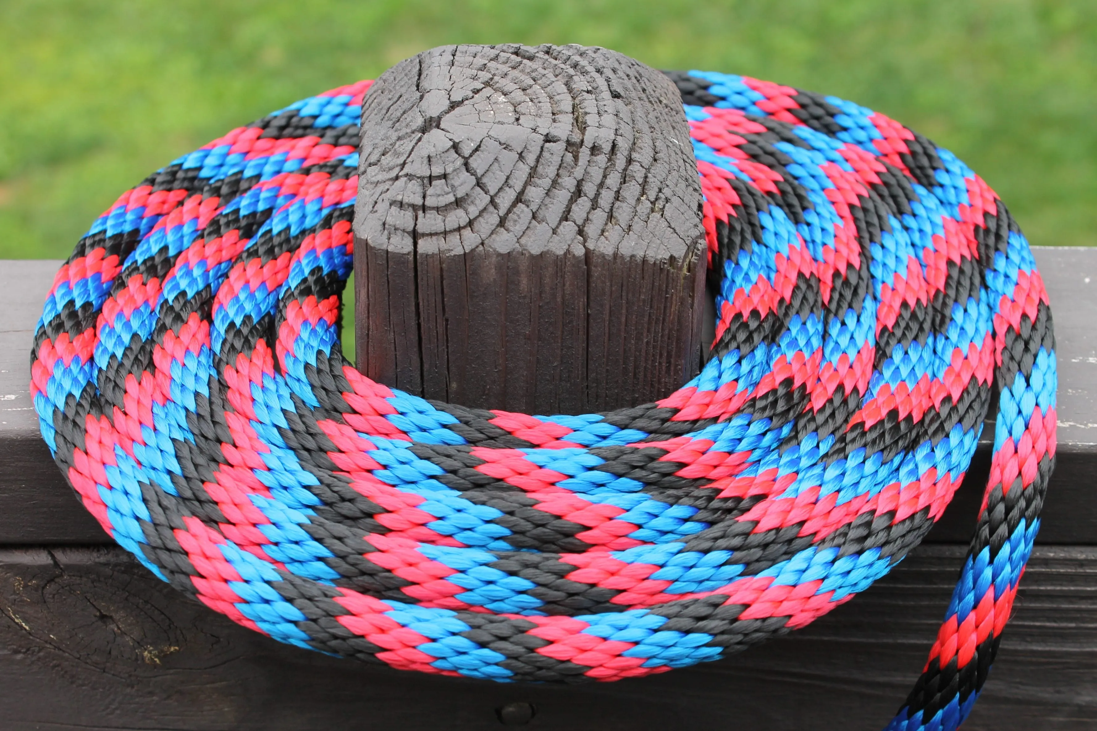 Blue, Red, and Black Solid Braided Multifilament Polypropylene Rope