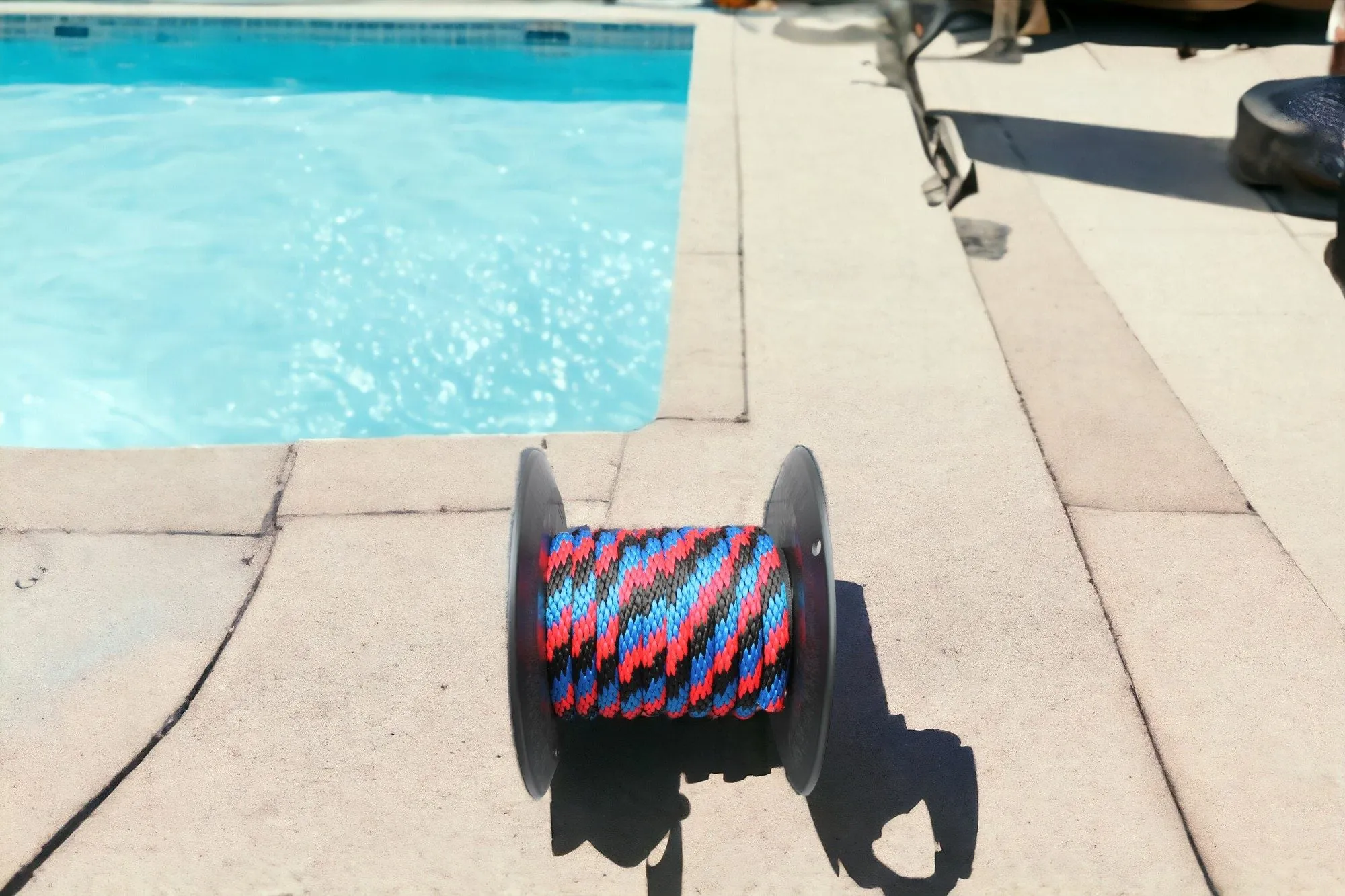 Blue, Red, and Black Solid Braided Multifilament Polypropylene Rope