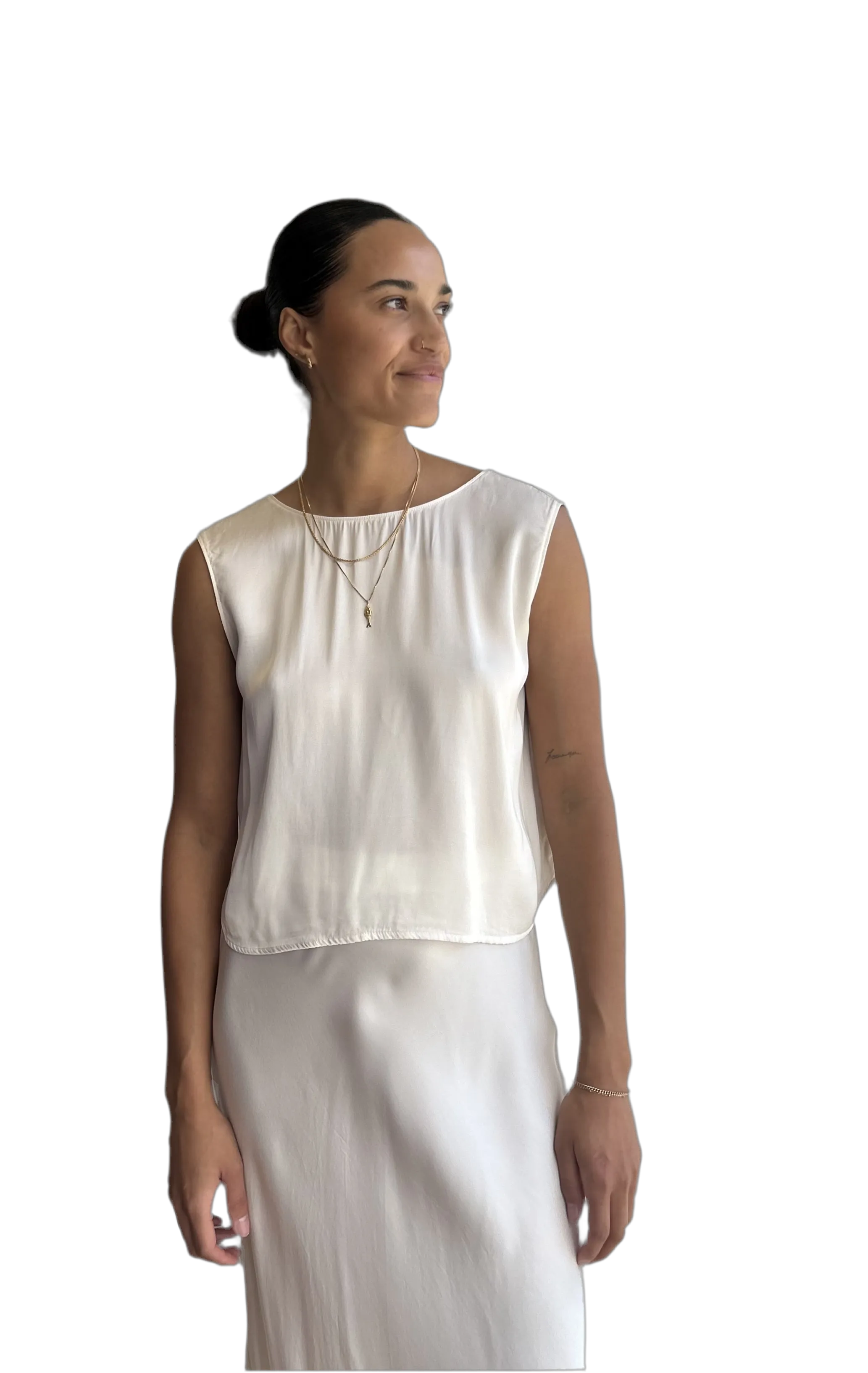Bonny silky sleeveless top in cream
