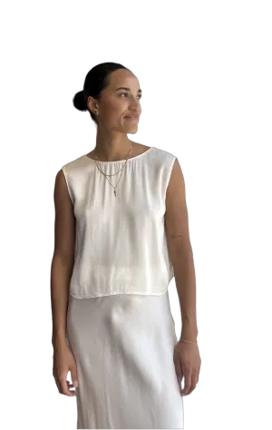 Bonny silky sleeveless top in cream