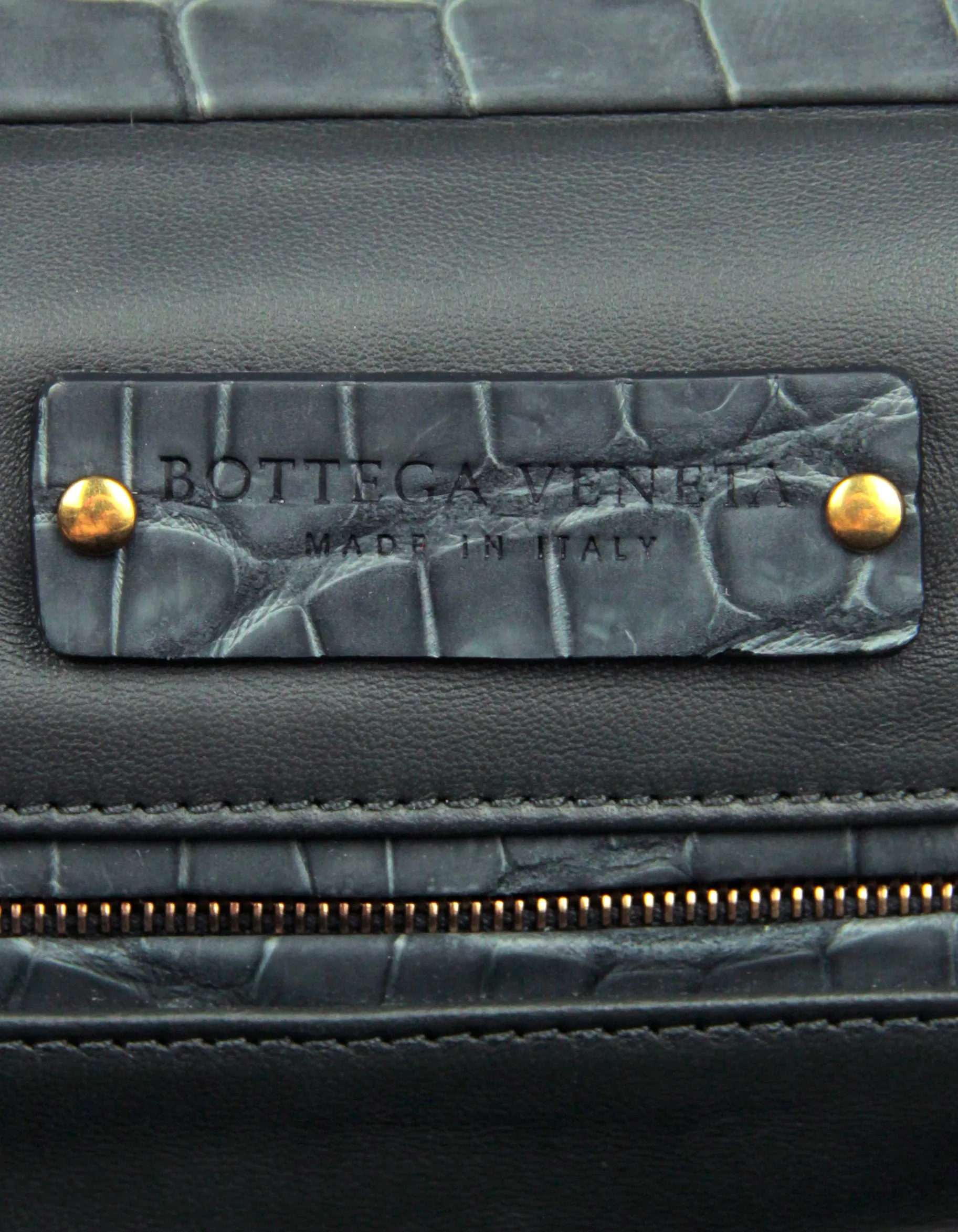 Bottega Veneta Blue/Grey Crocodile Frame Bag