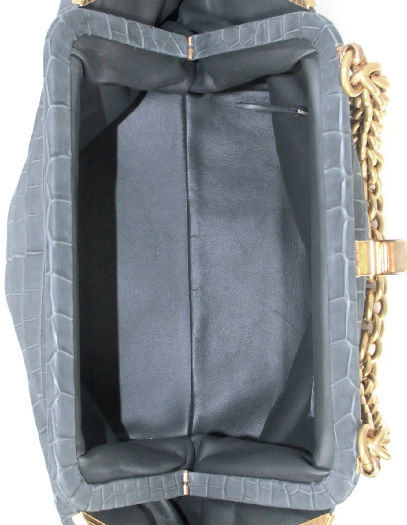 Bottega Veneta Blue/Grey Crocodile Frame Bag