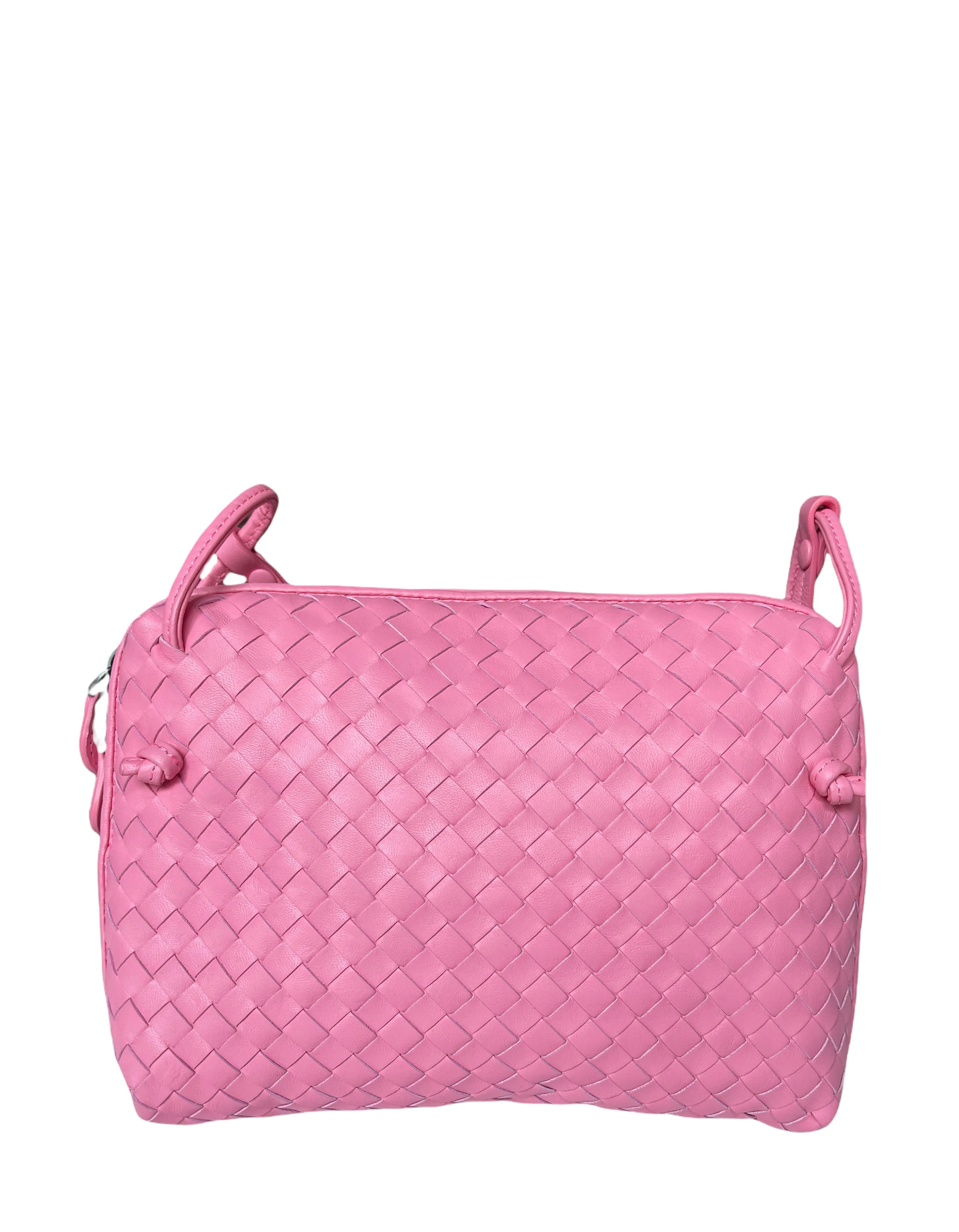 Bottega Veneta Pink Nappa Intrecciato Nodini Crossbody Bag