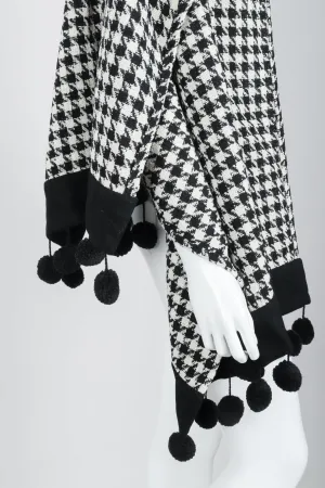 Bouclé Houndstooth Pom Pom Shawl
