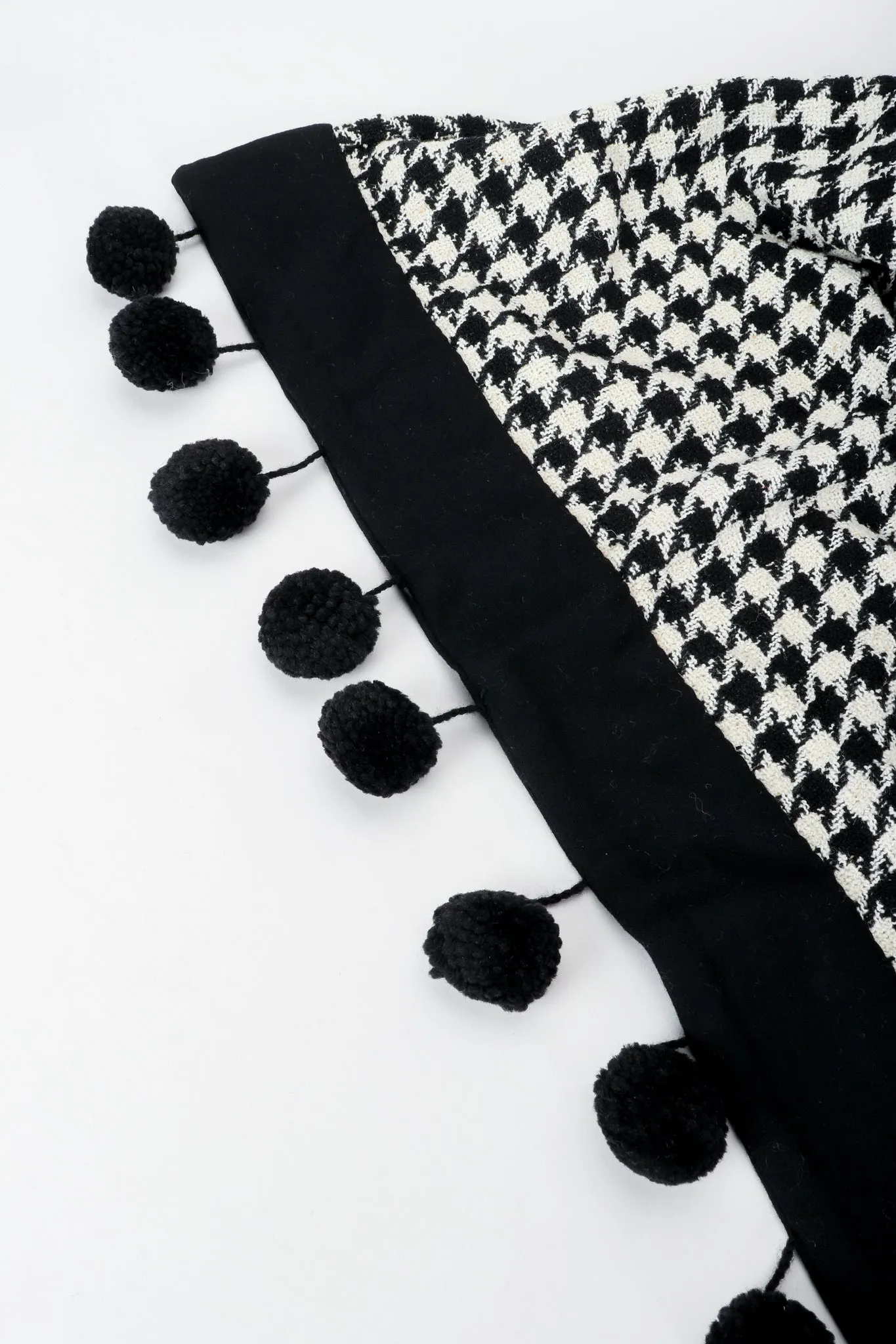 Bouclé Houndstooth Pom Pom Shawl