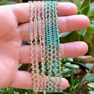 Braided 32" Patterned Beaded Necklaces Silver, Turquoise, & Black