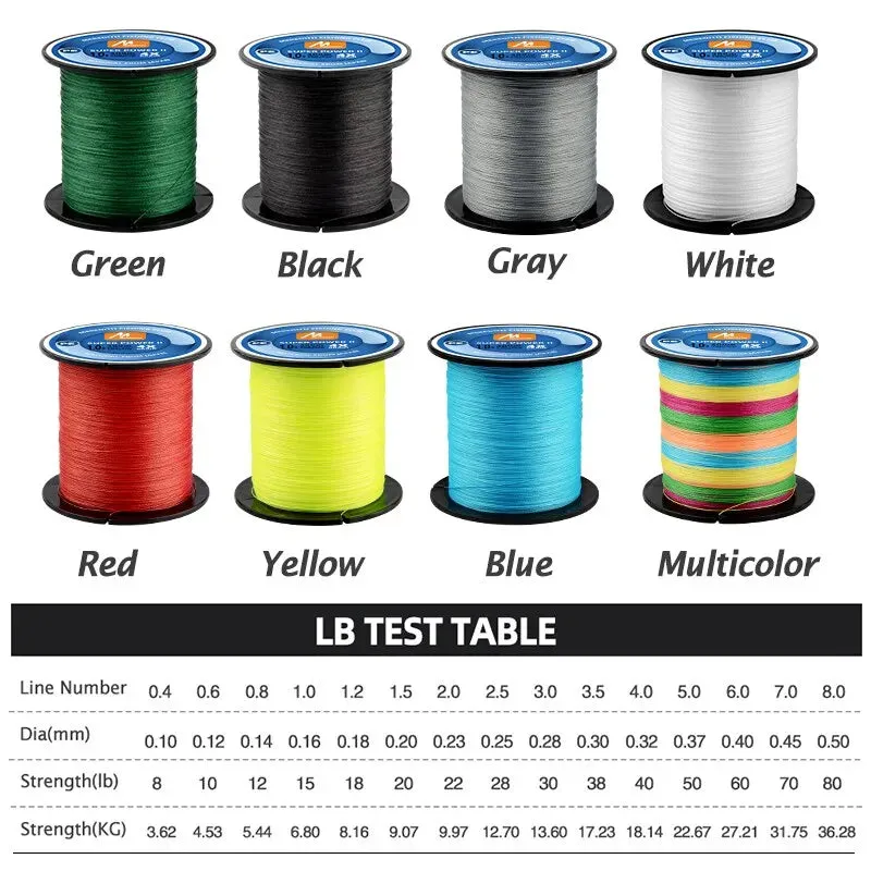 Braided PE Fishing Line 4 Strands 300M 15-80LB Multifilament Smooth